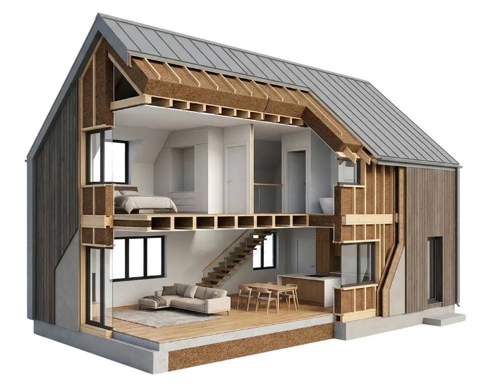 Sección transversal de una casa