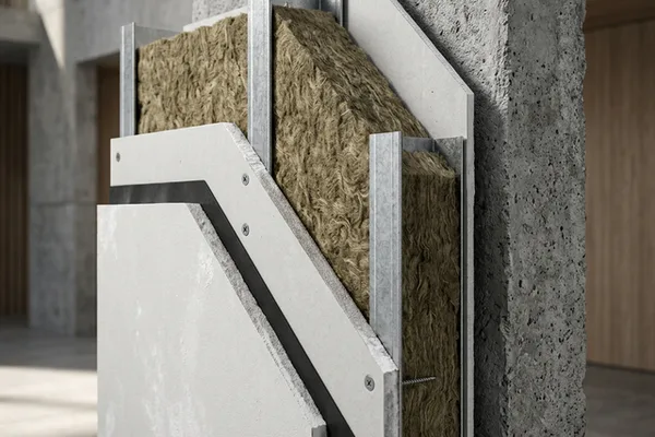 Sistema multicapa con doble placa de yeso laminado y láminas acústicas intercaladas