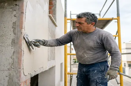 Aplicación de mortero en SATE Almería